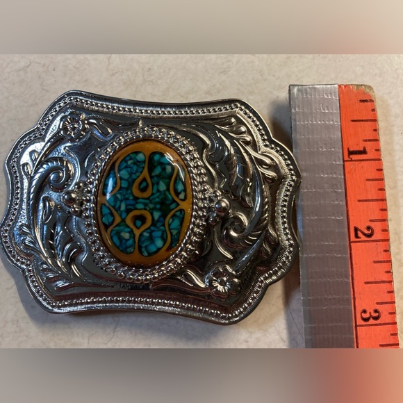 Crushed Turquoise Belt Buckle - Picture 7 of 8